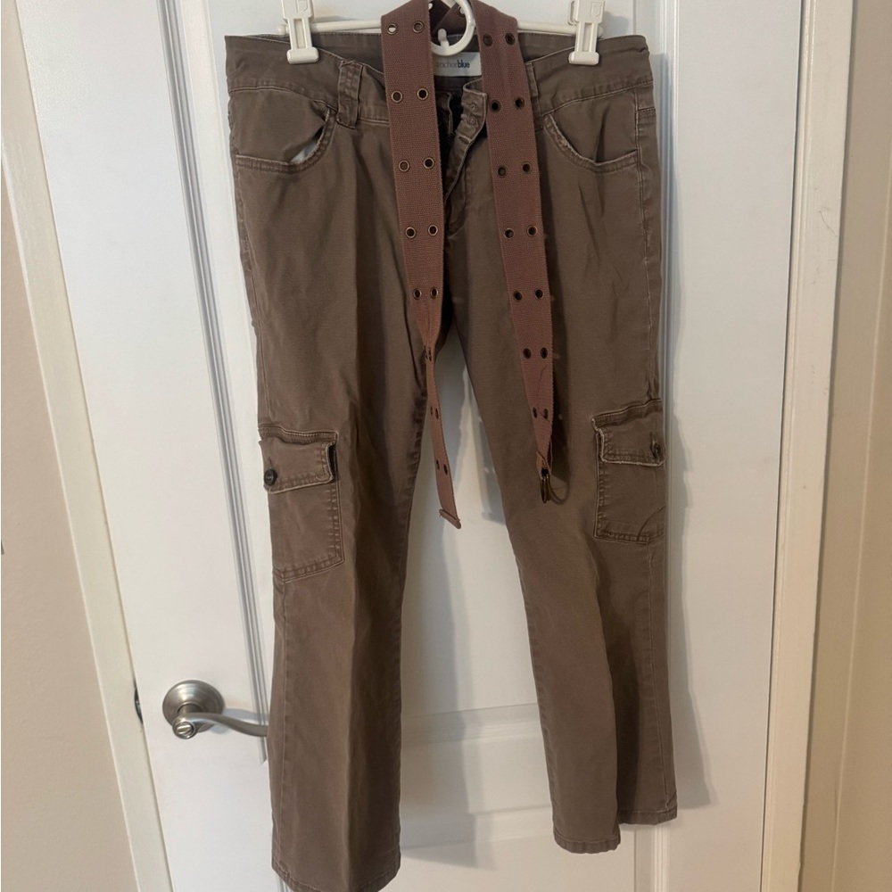 Anchor Blue Brown Cargo Pants with Belt